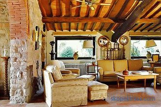 decoration in different country styles, with stove or fireplace