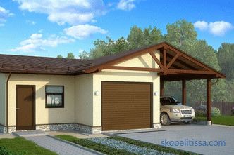 Projects of garages with hozblok (with the economic part): options for buildings