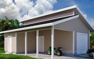 Projects of garages with hozblok (with the economic part): options for buildings