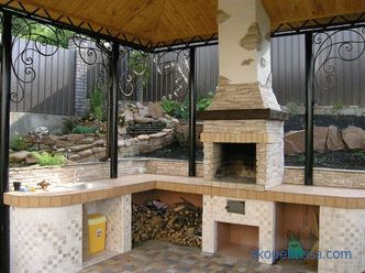 Projects of summer kitchen in the country with a barbecue grill - interesting ideas, photos