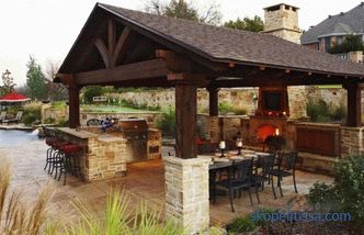 Projects of summer kitchen in the country with a barbecue grill - interesting ideas, photos