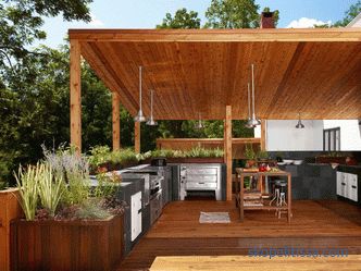 Projects of summer kitchen in the country with a barbecue grill - interesting ideas, photos