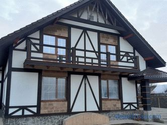 Houses in the style of fachwerk, finishing the facade under the fachwerk, imitation, construction technology, photo