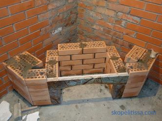 Corner brick grill - features of construction