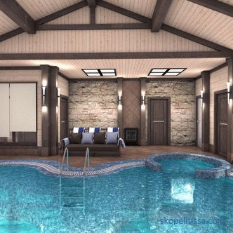 Bathhouse with a pool inside: projects, planning, construction, construction