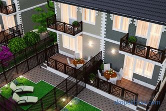 Projects of townhouses and duplexes for 2, 4 families of economy class, two-storey, features, photos in the catalog