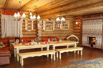 Interior decoration of a wooden house in a modern style: communications, wall decoration