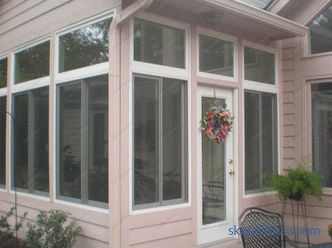 Glazed porch of a country house aluminum profile, plastic, photo options
