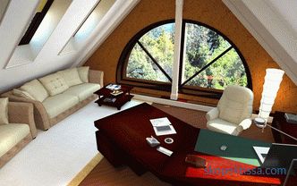 Interior and design of the attic in a wooden house, second floor at the cottage, the roof of the attic, ideas, photos