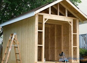 foam block, brick, wood frame shed